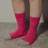 BICOLOR RIB SOCKS  WOMENS / COSMOS(PINK)