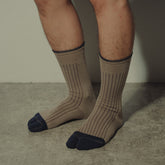 BICOLOR RIB SOCKS  MENS / CASHMERE(TAUPE)